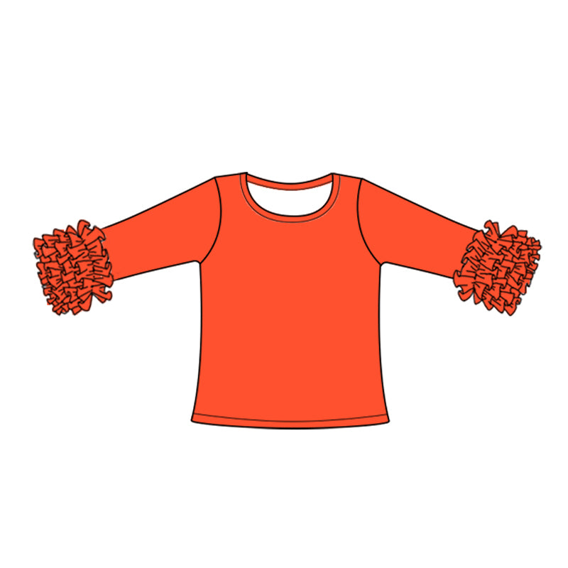 Deadline October 30 custom no moq eta 6-8weeks Orange Pleated Cuffs Long Sleeve Top