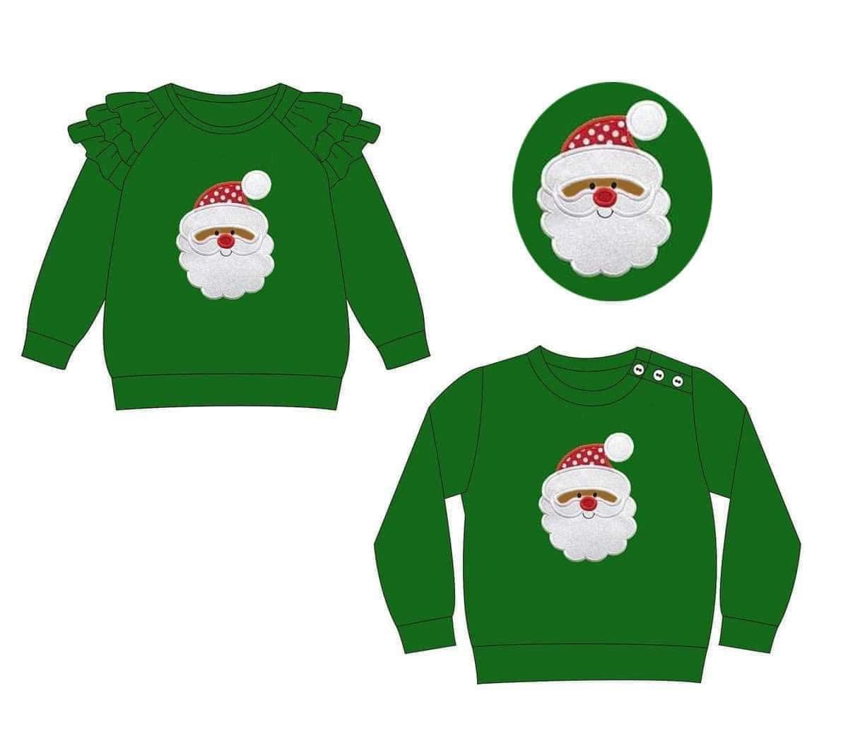 Custom moq 5 each style eta 6-7weeks baby girl clothes Christmas green long sleeve tops