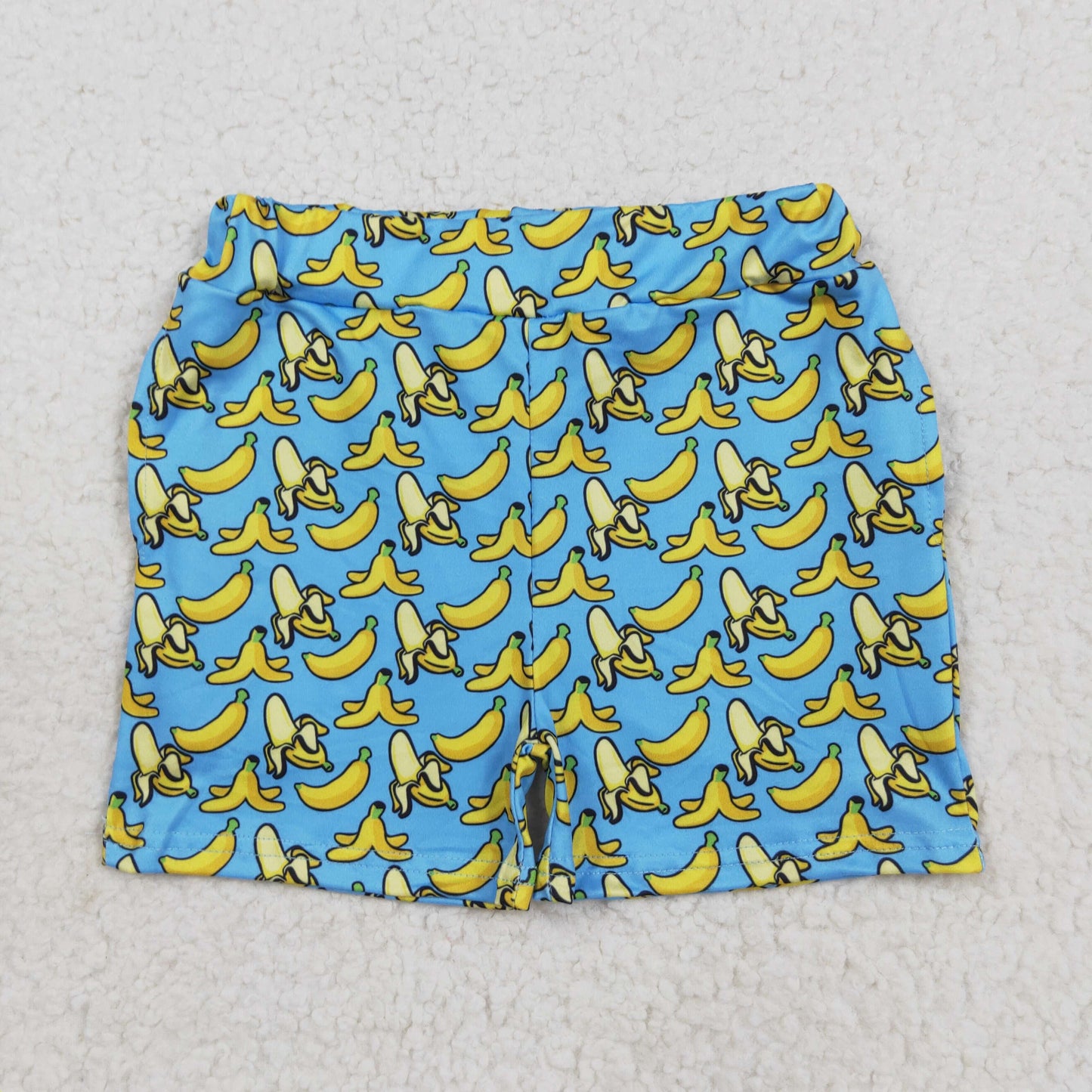 RTS NO MOQ(In Stock) SS0634 Blue banana pattern pocket shorts