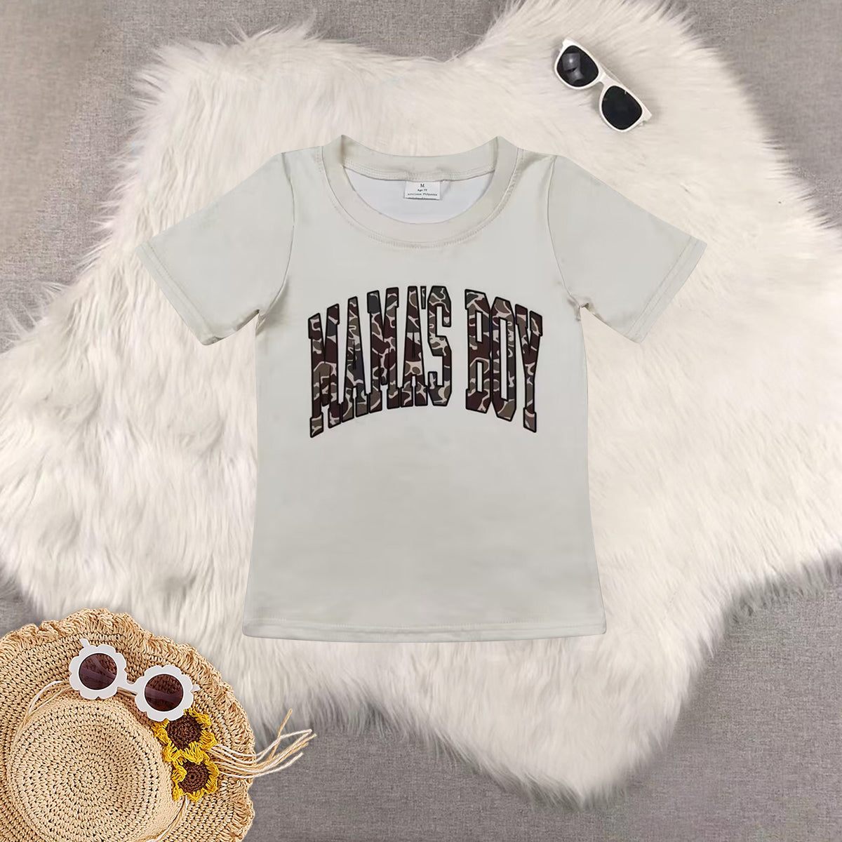 RTS NO MOQ baby boys clothes camouflage MAMA BOY short-sleeved tops
