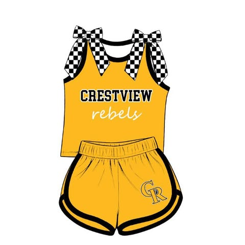 custom moq 5 mix size KABRAT01 Adult Women Checked Bow Sleeveless Tank Top Shorts Summer Team Outfit