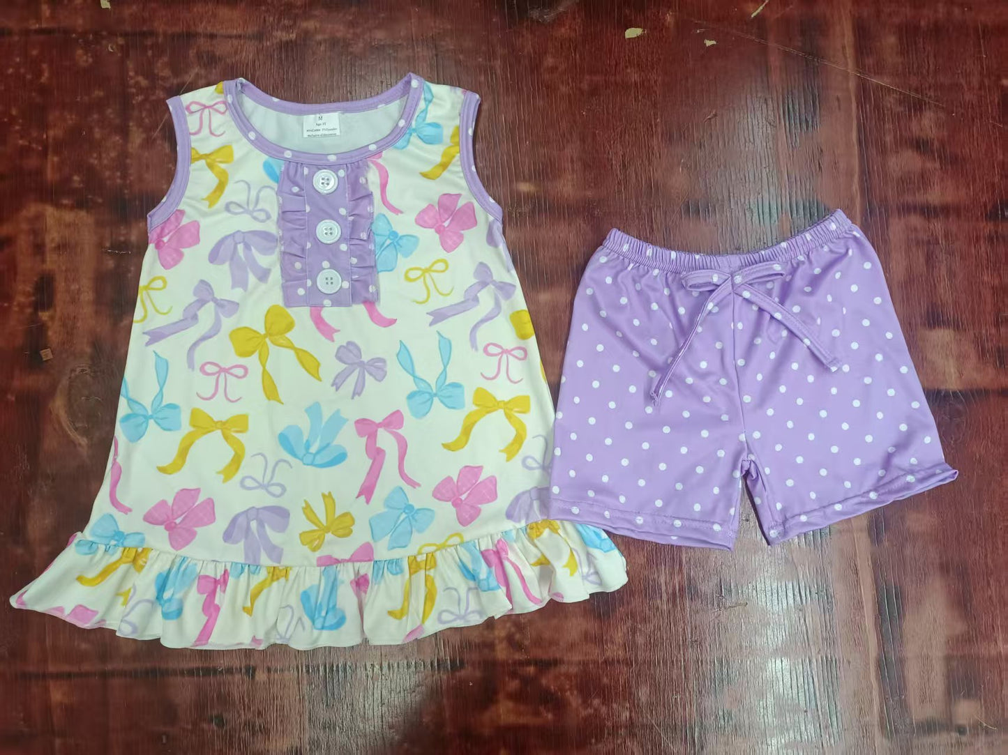 Custom moq 3 eta 6-7weeks baby girls clothes bow sleeveless skirts shorts sets