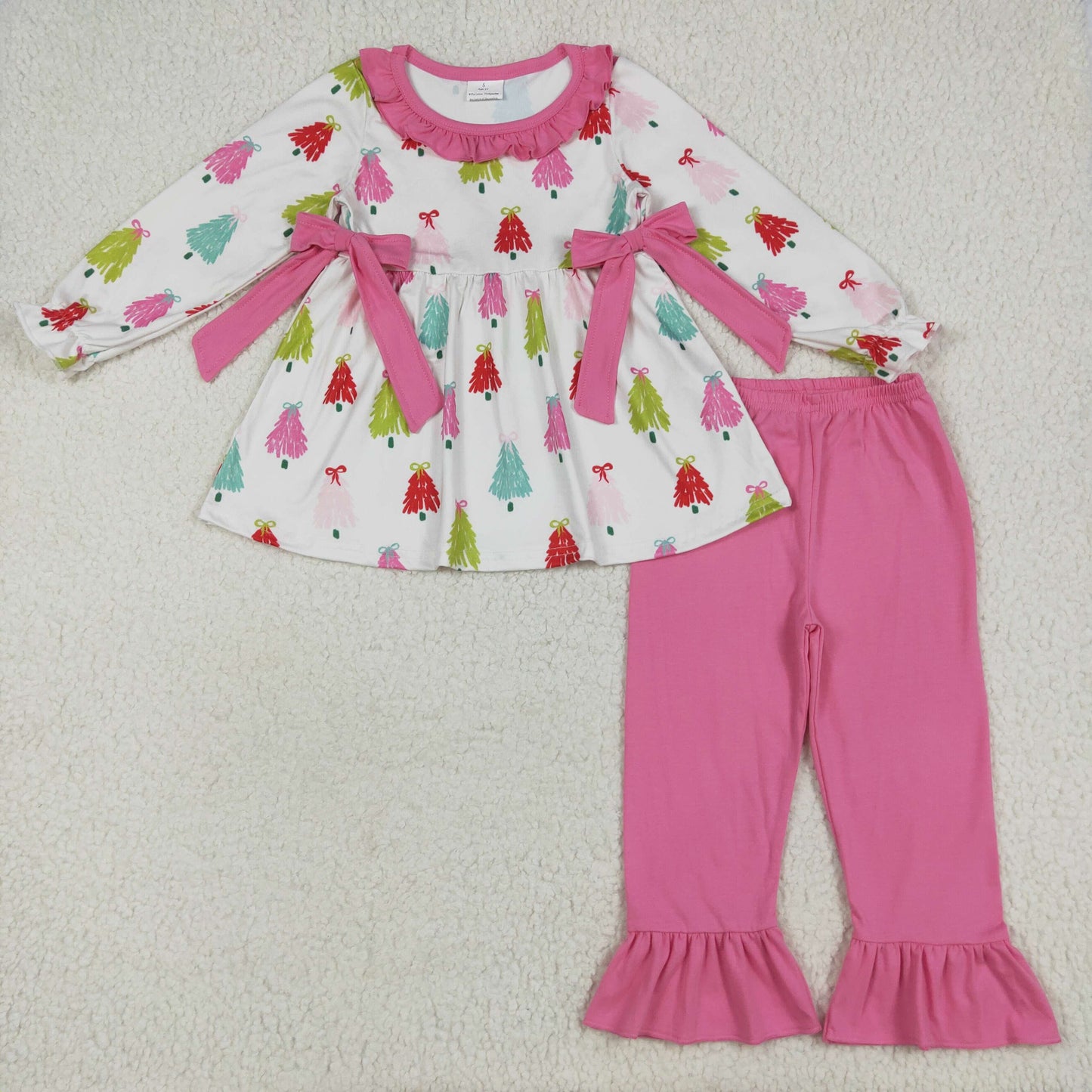 rts no moq GLP2422 Christmas tree rose red bow lace long sleeve trousers suit