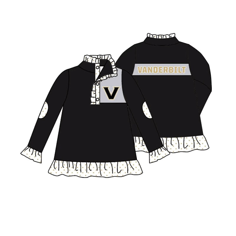 custom moq 3 eta 6-8weeks team baby girls clothes black long sleeve top