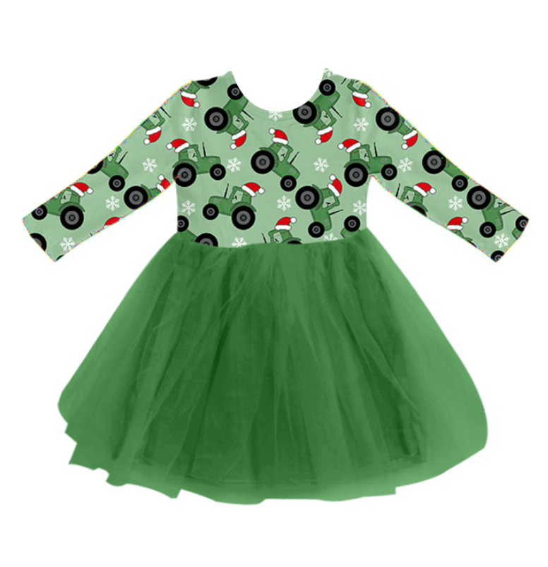 Custom moq 5 each style eta 6-7weeks baby girl clothes tractor long sleeve dress-25.7.23
