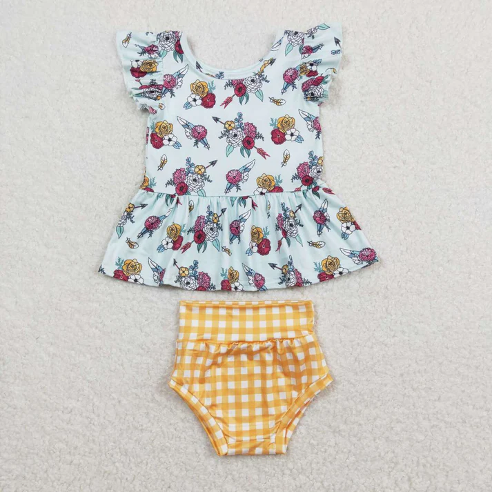 RTS Boys and girls floral Short Sleeve dress briefs sets and jumpsuit