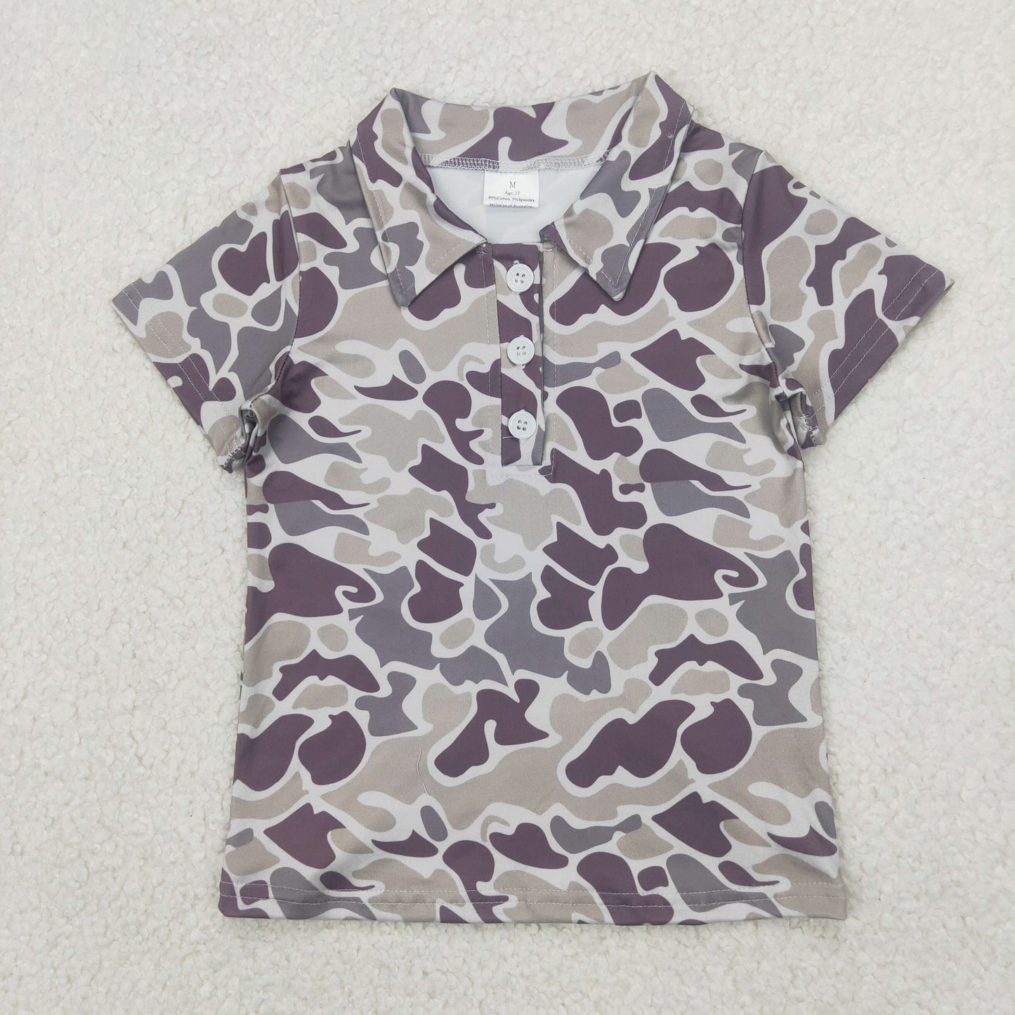 RTS NO MOQ(In Stock) Camouflage collar button short sleeve top