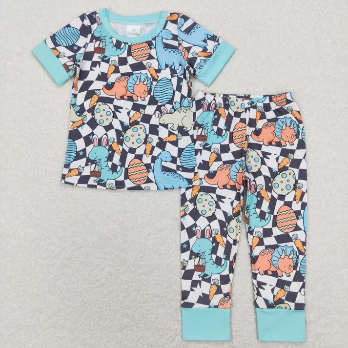 RTS NO MOQ easter short-sleeved pants sets and girls short sleeve pants