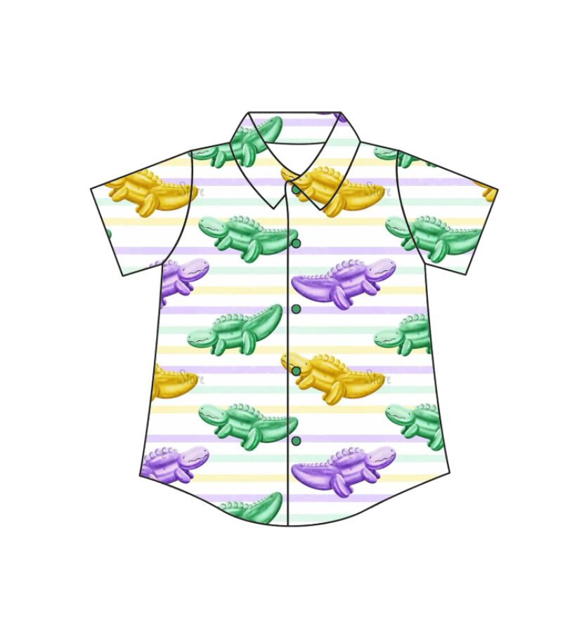 Carnival Dinosaur Mardi Gras summer boys top t-shirts