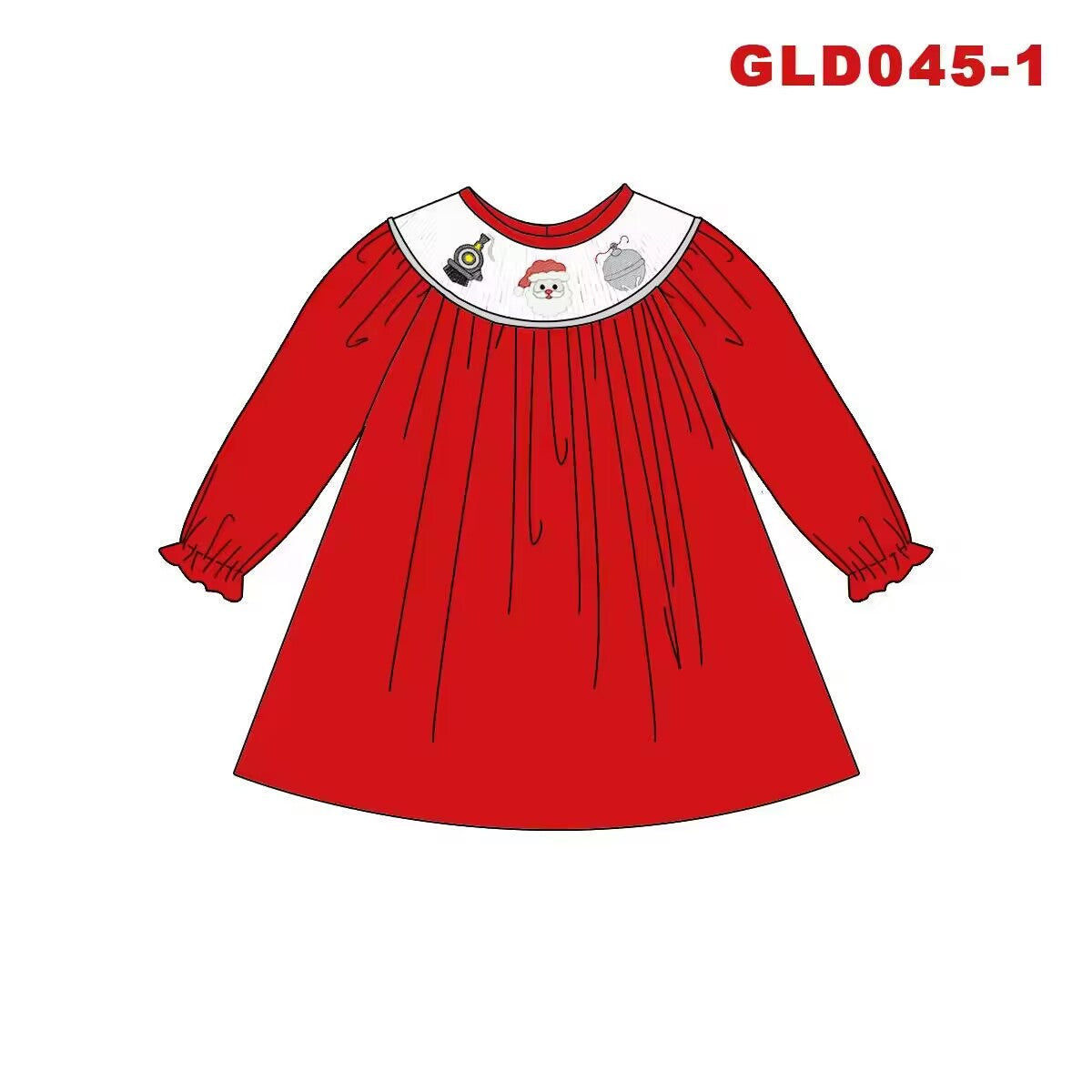 Custom moq 3 eta 6-8weeks Red Long Sleeve Train Santa Dress