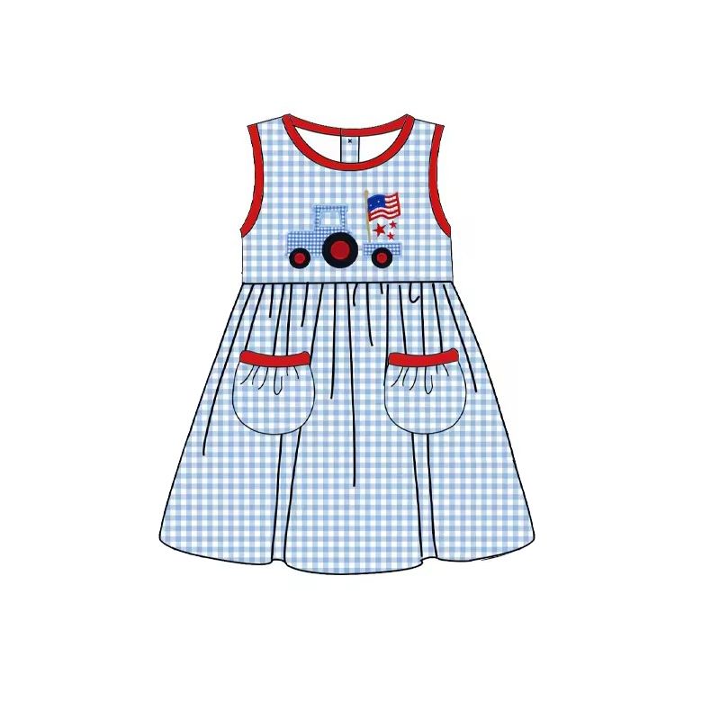 Deadline: May 29 custom no moq eta 5-6week Summer flag red pocket dress