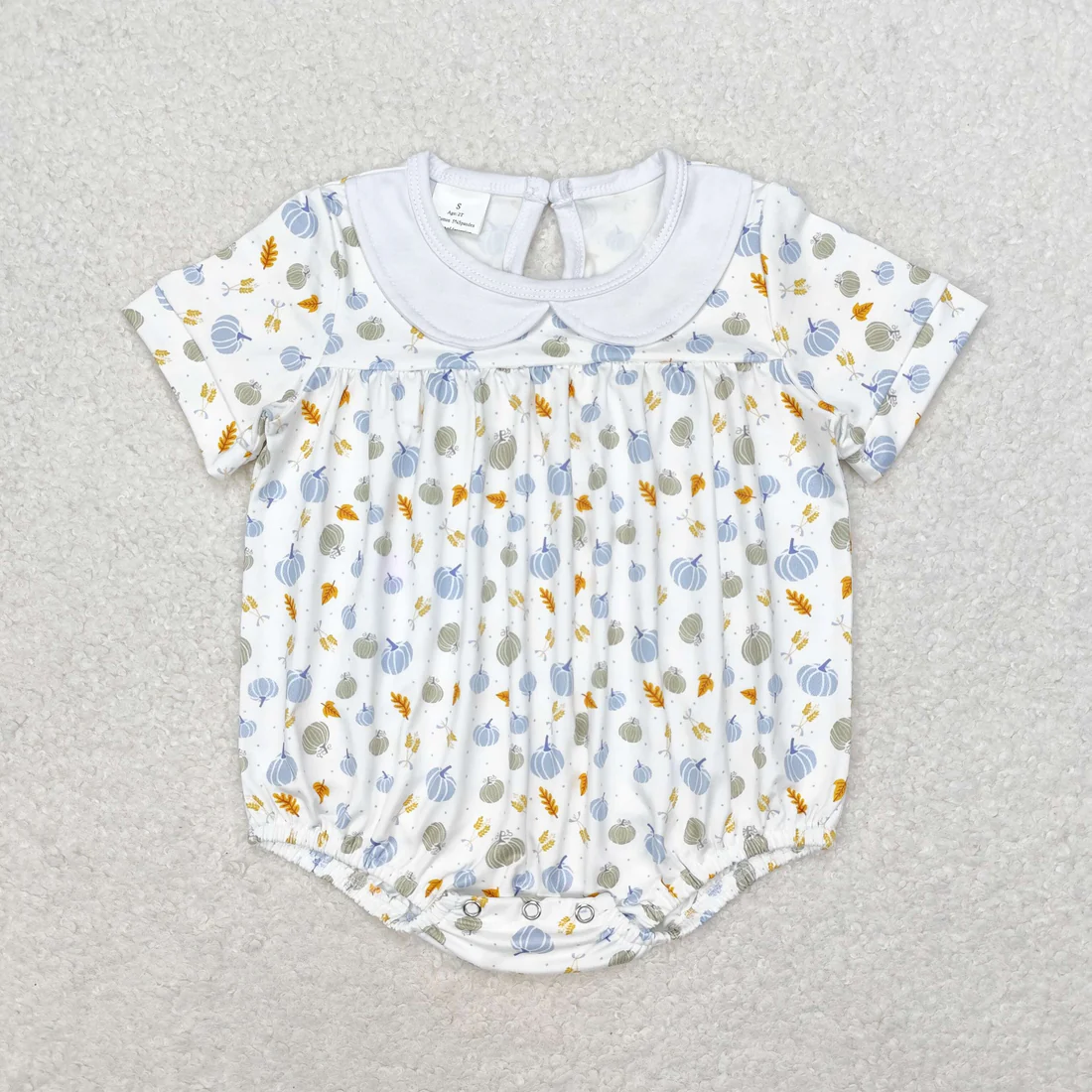 RTS NO MOQ eta 5-7days Infant Pumpkin Fall Short Sleeve Rompers Pumpkin Romper
