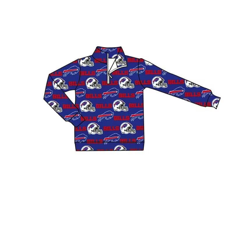 Deadline October 12 custom no moq eta 6-8weeks Blue zip-up pullover with red lettering helmet pattern