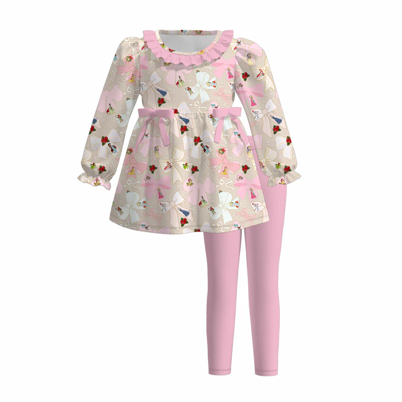 Custom moq 5 each style eta 6-7weeks baby girl clothes Christmas long sleeve pants sets 1 and sets 4-25.7.16