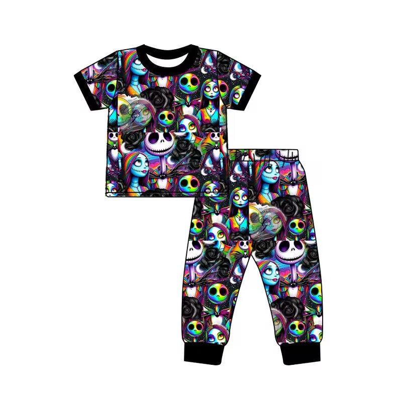 custom moq 5 eta 6-7weeks baby boys clothes black short sleeve pants sets
