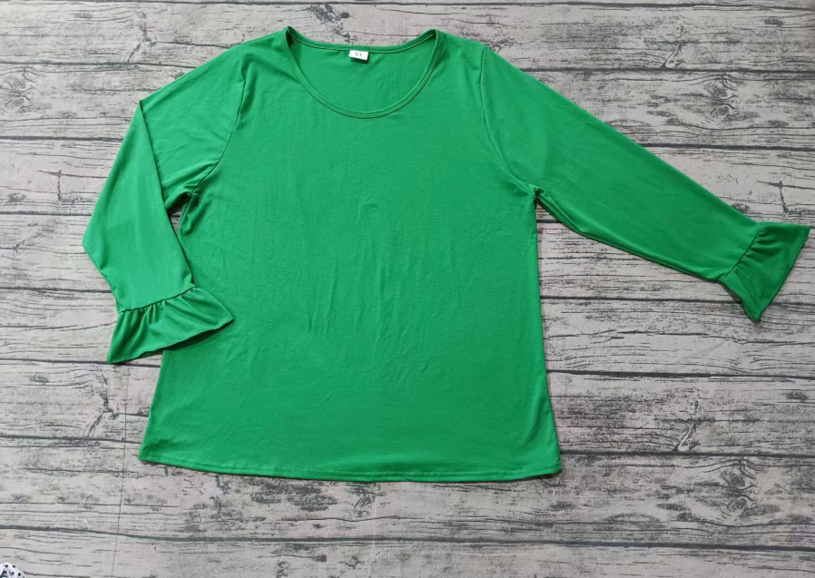Custom moq 3 eta 6-7weeks Adult pure green trumpet sleeve long sleeve top