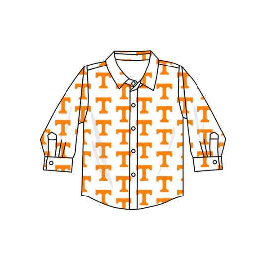 Custom moq 5 mix size milk silk summer teams baby boys clothes team sport team orange long sleeve top-25.7.15