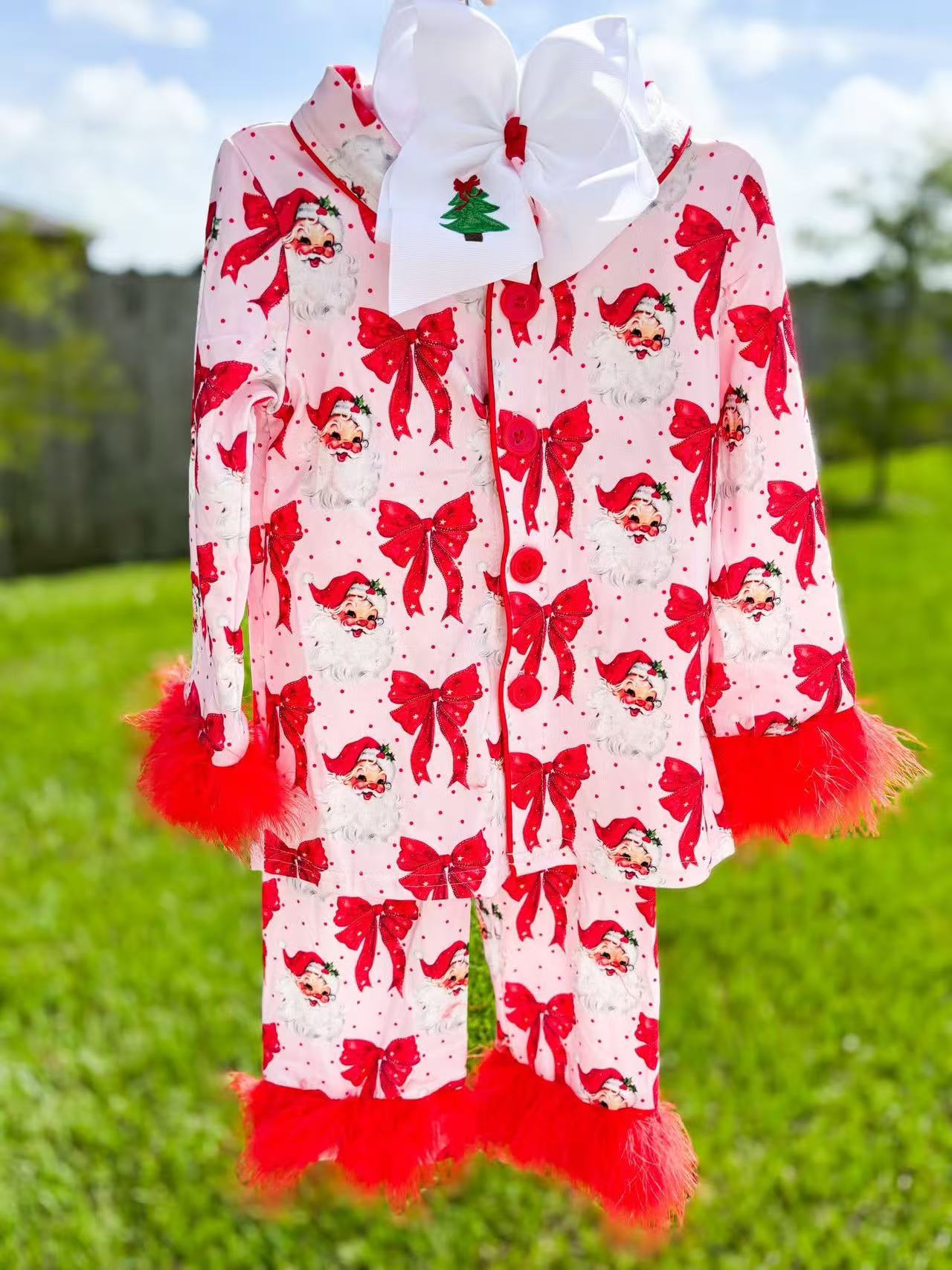 RTS Sibling baby girls clothes Christmas red long Sleeve pants sets