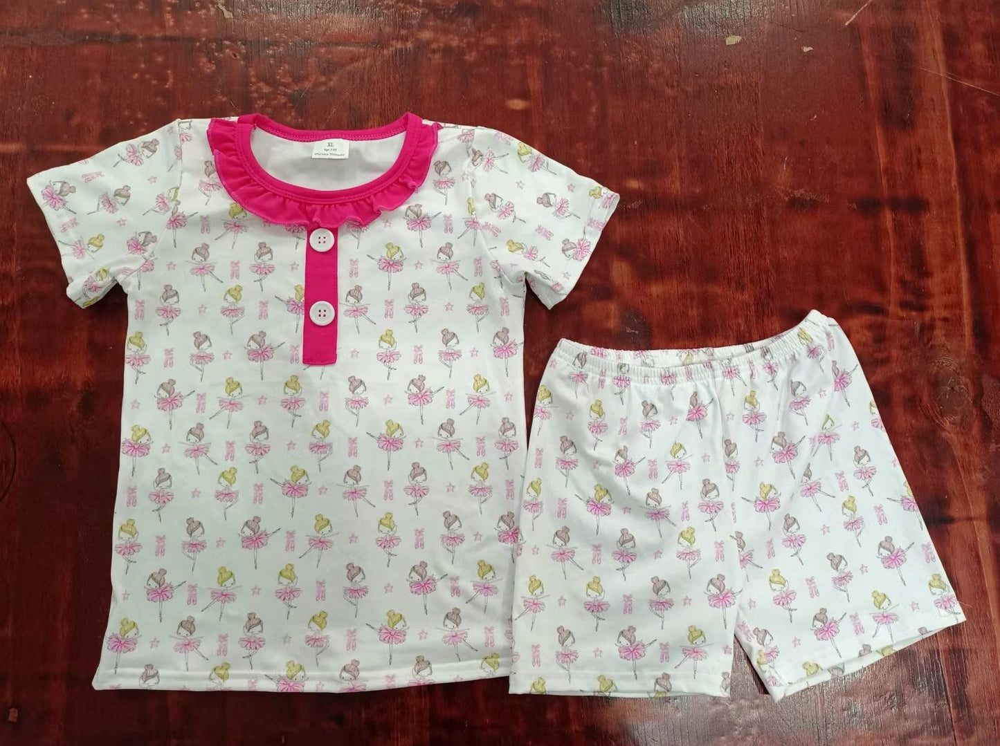 custom moq 5 eta 4-6weeks summer baby girls clothes ballet short sleeve shorts sets