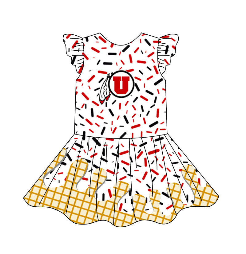 custom moq 3 eta 6-7weeks baby girls clothes team flying Sleeves Dress