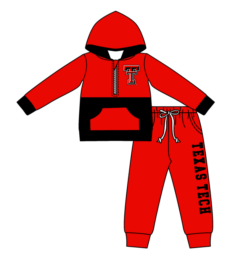 Custom moq 5 mix size eta 6-8weeks milk silk summer teams red baby boy clothes hooded long sleeve pants sets-25.10.23