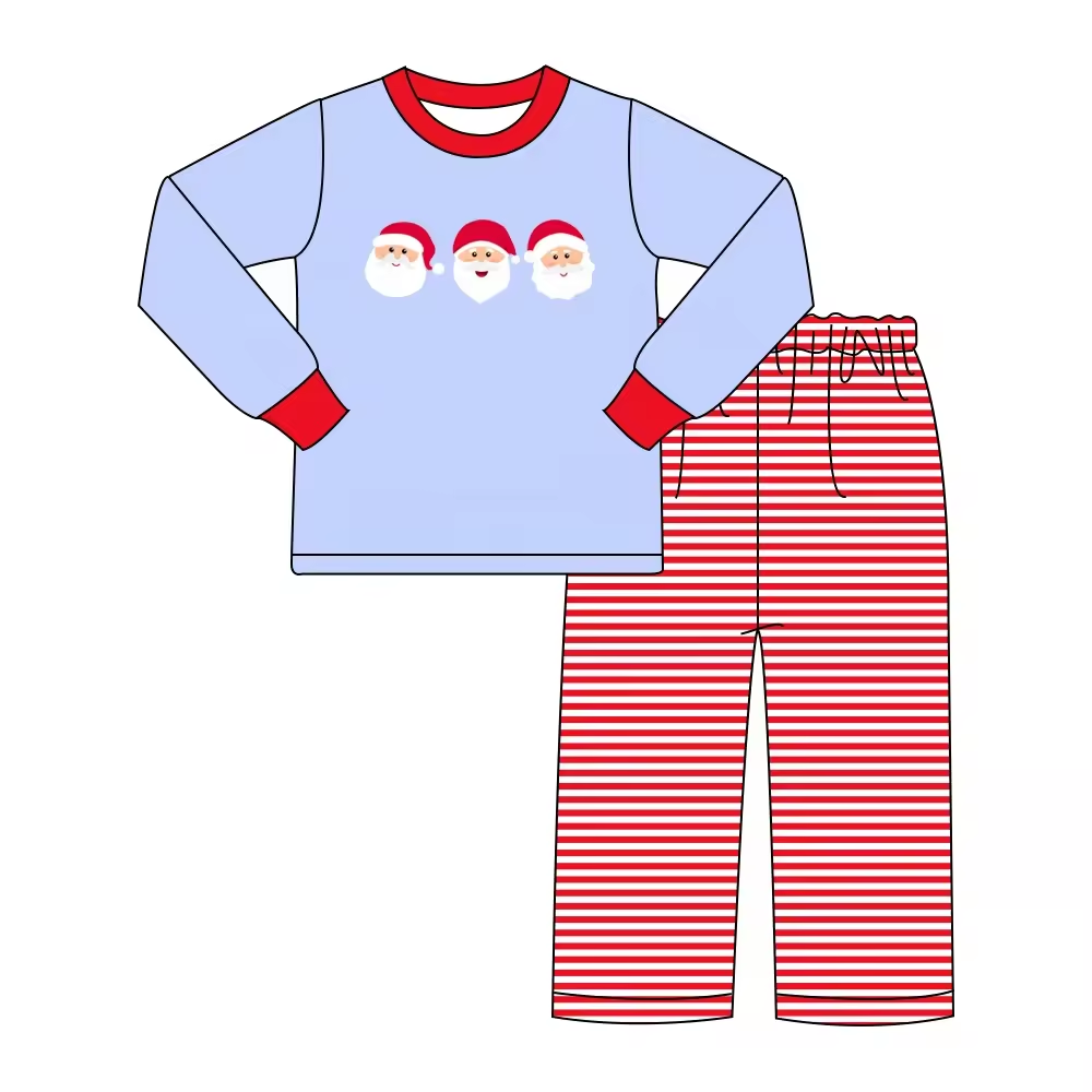 Custom moq 3 eta 6-8weeks Santa Claus Light Blue Long Sleeve Top Suit