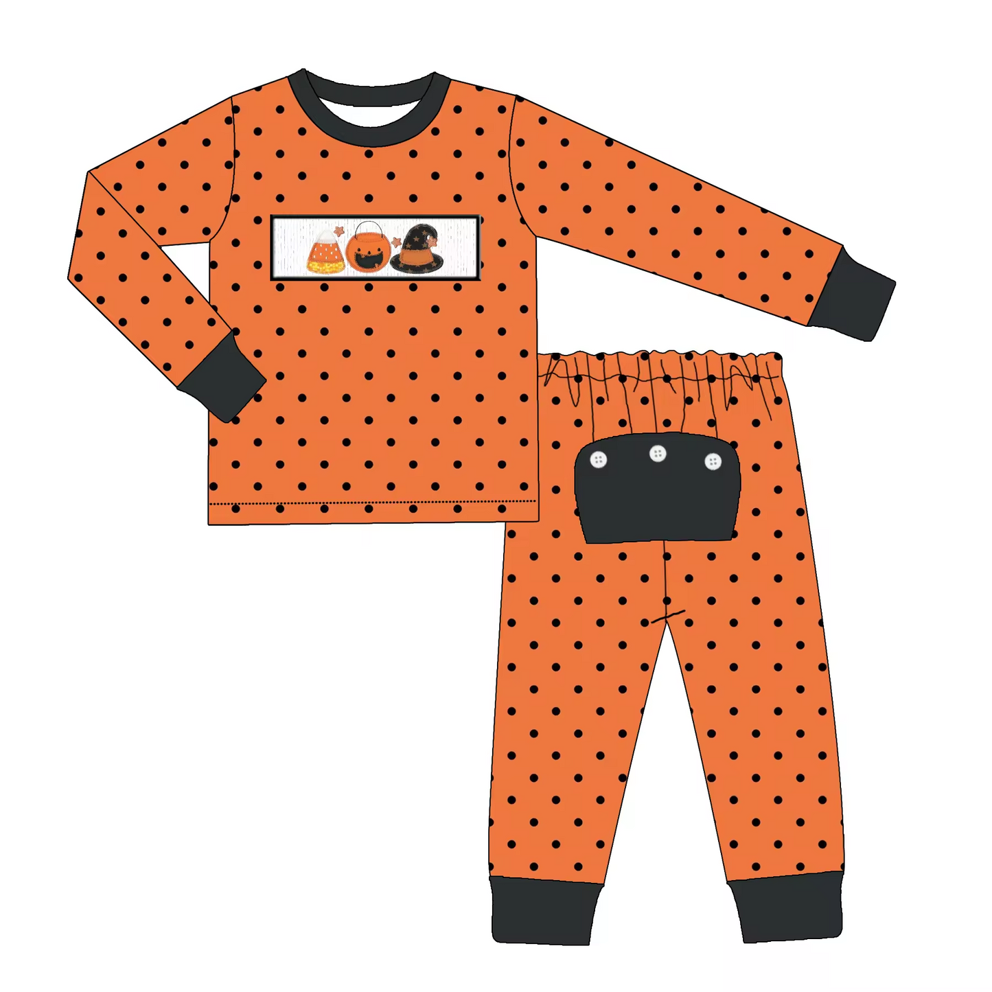 Custom moq 3 eta 6-8weeks Long Sleeve Pumpkin Spotted Suit