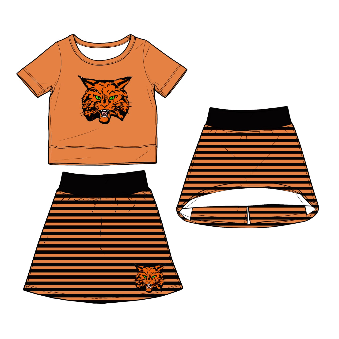custom moq 5 mix size XY062901 Baby Girls Summer Short Sleeve Top Striped Skirt Outfit Set