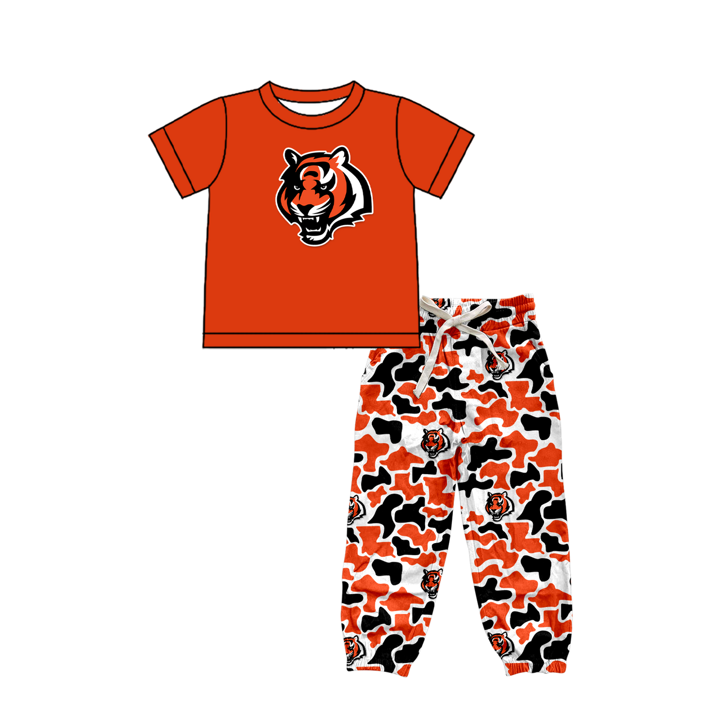 custom moq 5 mix size XY062504 Baby Kids Short Sleeve Shirt Camo Long Pants Set