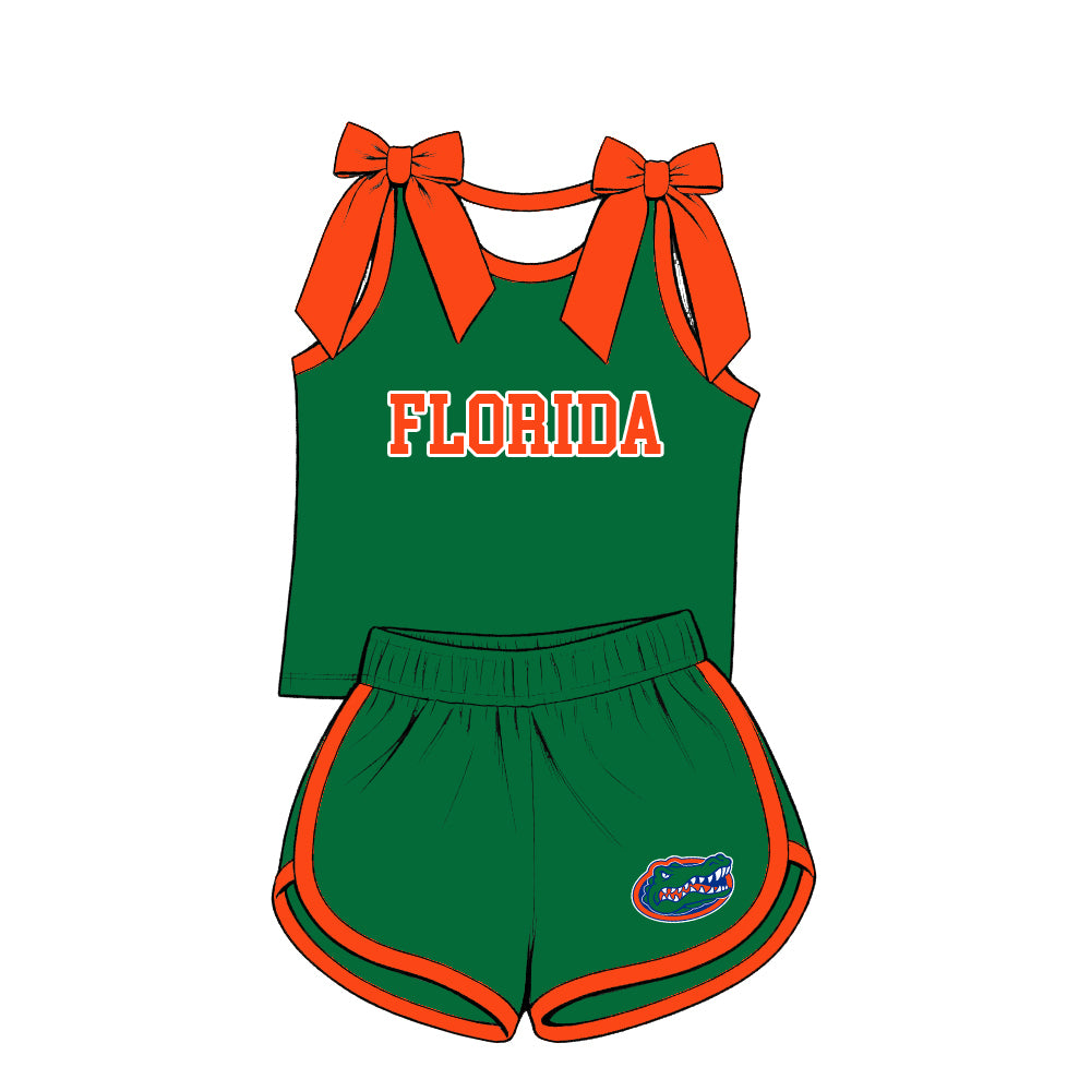 custom moq 5 mix size XY071401 Baby Girls Bow Sleeveless Tank Top Elastic Waist Shorts Team Outfit