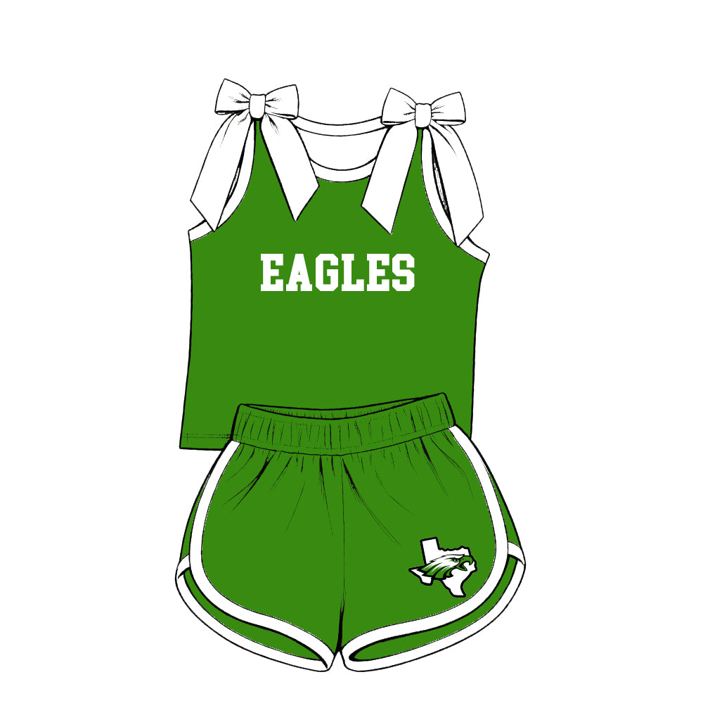 custom moq 5 mix size XY071501 Baby Girls Bow Sleeveless Tank Top Shorts Summer Team Outfit