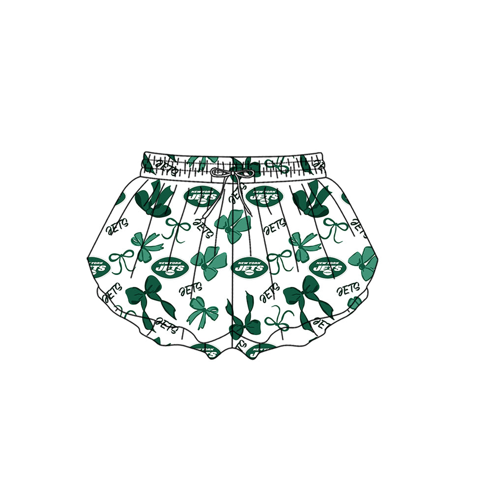 Custom moq 5 mix size milk silk summer teams Baby Girls Green Bow Vest Top Skirt Shorts Sets Sleeveless Knee Length Dresses Yoga Shorts Active Outfit