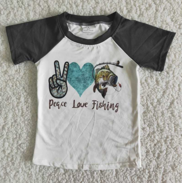 B17-3 Baby Boys Printed Fishing Short Sleeve Shirts