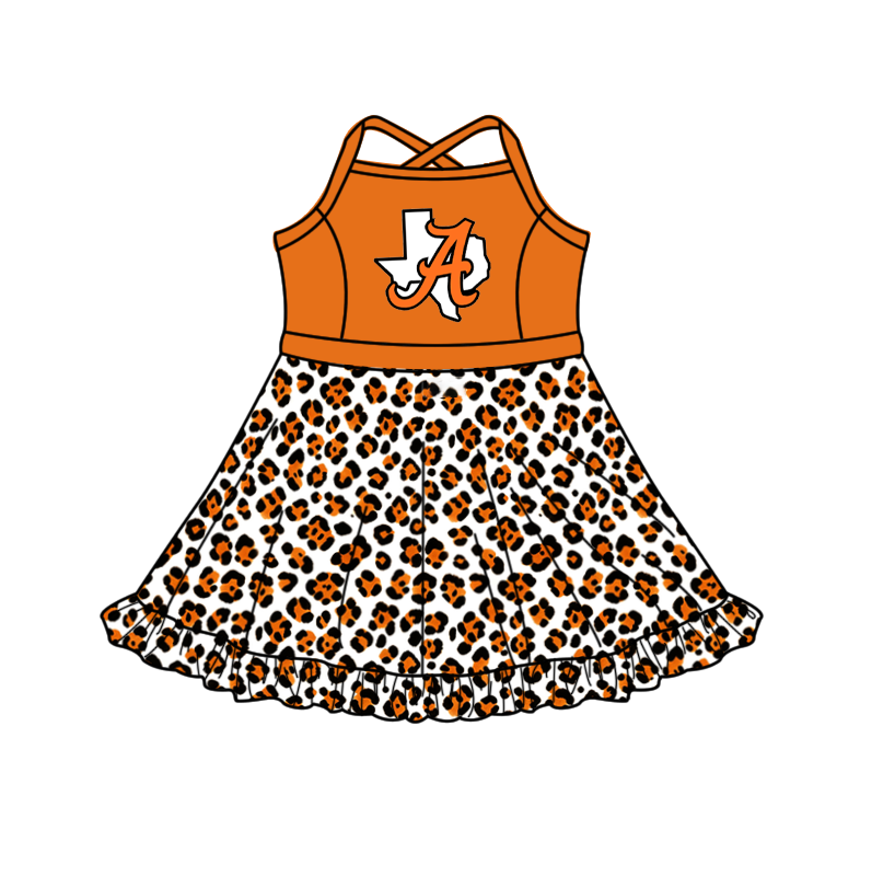 custom moq 5 mix size XY063010 Baby Girls Strap Activity Wear Leopard Print Knee Length Skort Yoga Dress
