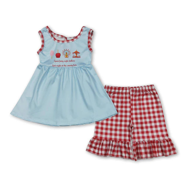 RTS NO MOQ Sibling Baby Boys Park Shirts Top Red Checked Shorts Clothes Set