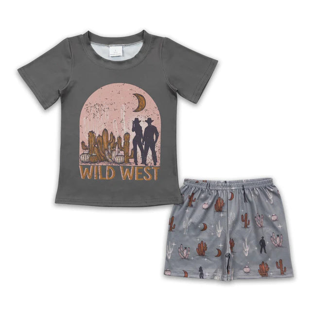 RTS NO MOQ Sibling Baby Boys County Fair Summer shorts sets