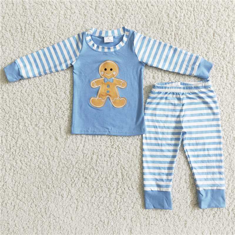 RTS NO MOQ(In Stock) 6 B8-23 Embroidered Christmas Long Sleeve Pants Set
