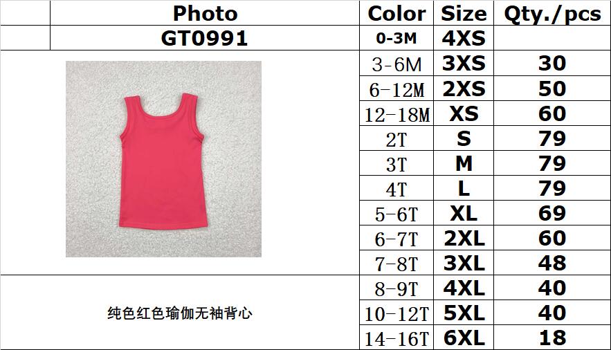 RTS NO MOQ GT0991 Red yoga sleeveless vest