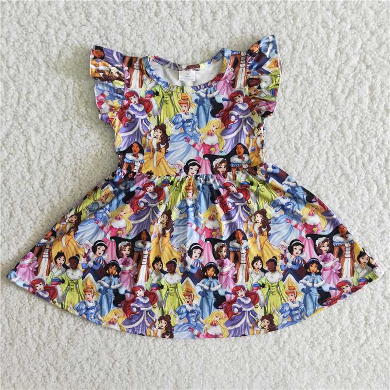 Cute Clothes B15-22 Baby girls summer flutter sleeve knee-length dress