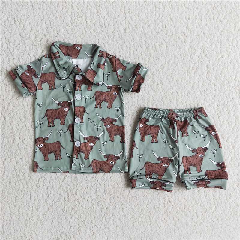 RTS NO MOQ Sibling baby Boys short sleeve shorts pajamas sets