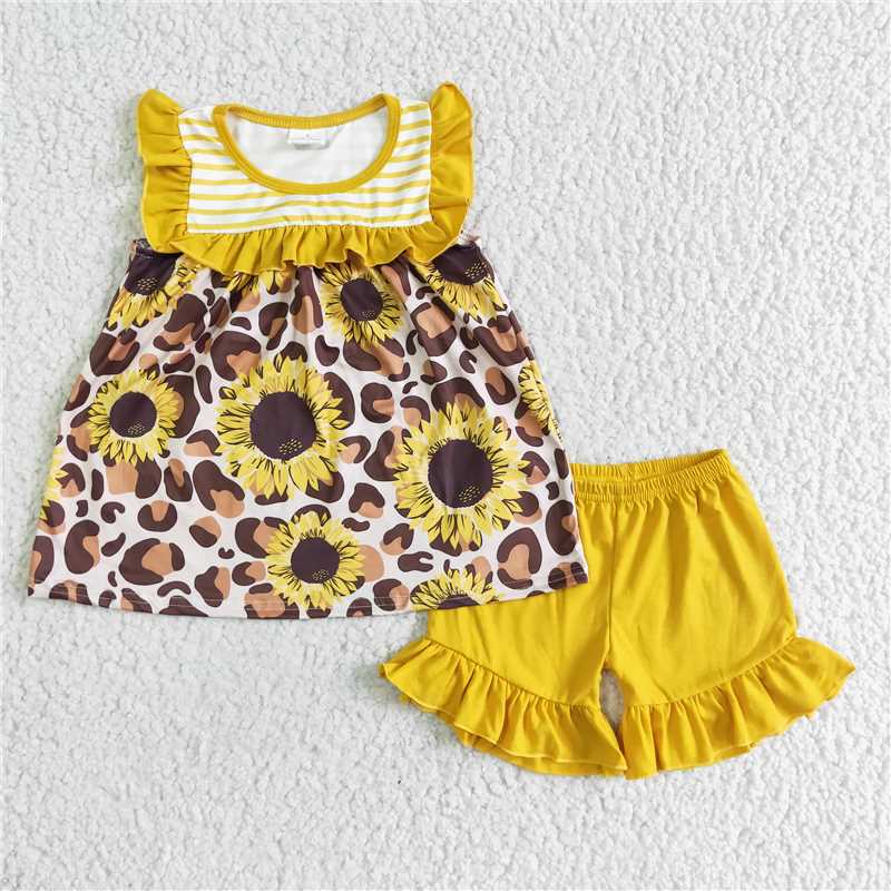 SALES NEW Baby girls sunflower summer shorts sets