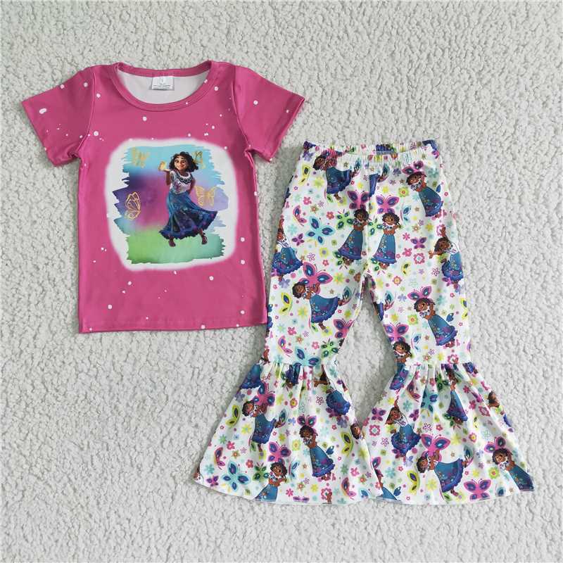 SALES NEW Baby Girls Movie Hot Pink Bell Pants Clothing Sets Infant Outfit Set with Bell Bottoms for Little Ones