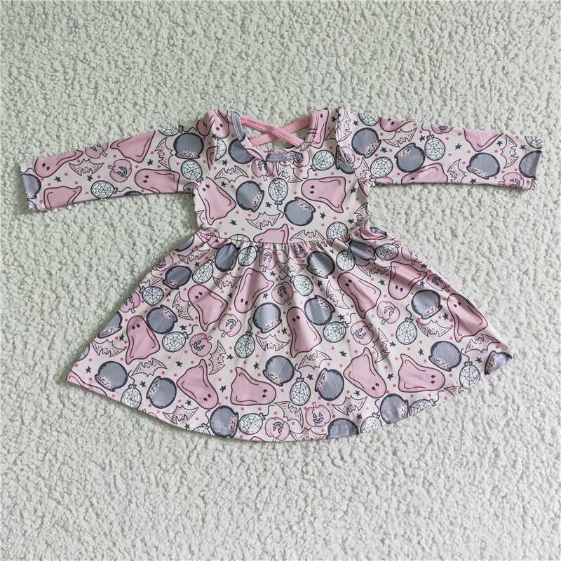 SALES NEW Baby Girls Pink Long Sleeve Ghost Dress Halloween Costume Cute Infant Outfit for Girls