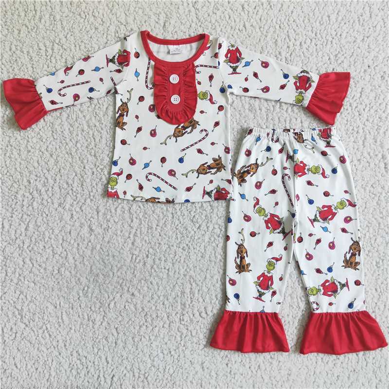GLP0087 Girls Christmas long-sleeved trousers suit