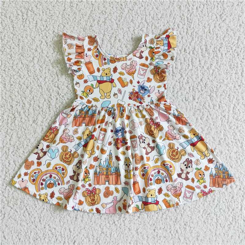 Cute Clothes GSD0134 Baby girls Orange twirl knee length dresses