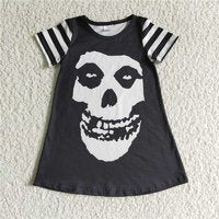 SALES NEW Baby Girls Halloween Black Skulls Short Sleeve Dress Cute Spooky Costume for Little Ones
