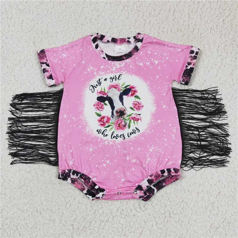 SALES NEW Baby Girls Pink Floral Rompers Cow Print Cute Infant Girl Clothing Summer Lightweight Romper Suit for Newborns