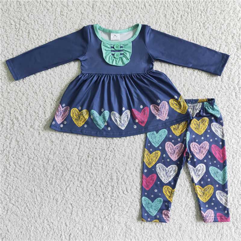 SALES NEW Valentine's Day Baby Girls Navy Heart Legging Sets Cute And Cozy Outfit for Little Ones