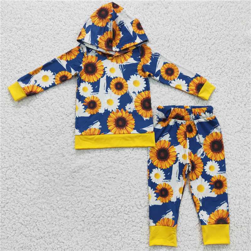 SALES NEW Baby Girls Sunflower Hoodie Top Spring Outfits Clothes Sets