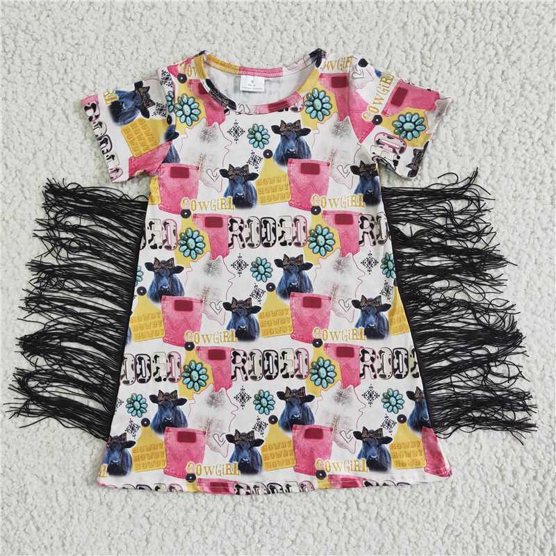SALES NEW Baby Girls Western Pink Rodeo Tassel Dresses Cute Cowboy Theme Outfit for Little Girls